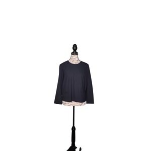 Ann Taylor Black Structured Blouse Size 6 Long Sleeve Career Office Top